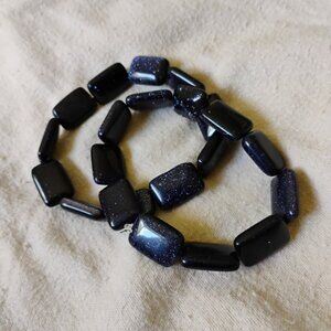 Blue Sandstone Beaded Bracelet Set